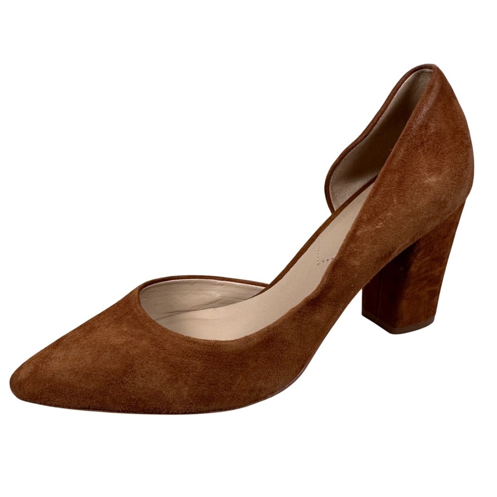 Aldo Womens Brown Suede Pointed Toe DOrsay Block Heel Pumps Size 8 US Simple